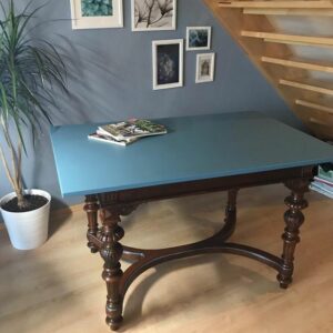 Antike-Tisch-Blau-Holz-Wachslasur