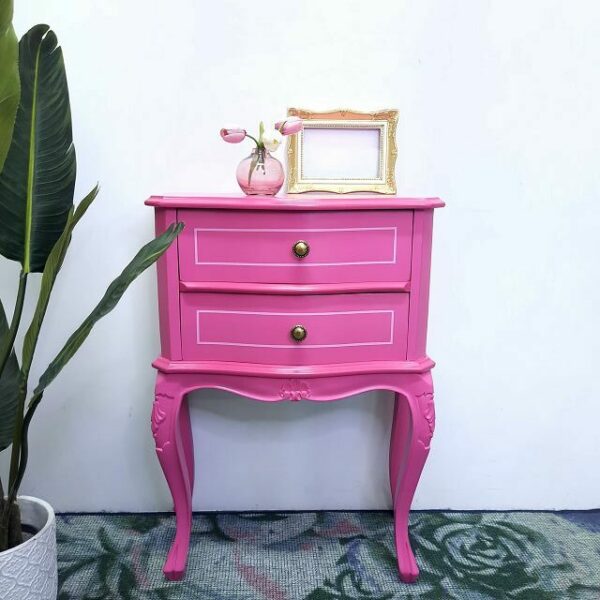 Pink Barock Nachtkästchen-Kommode-Nachttisch
